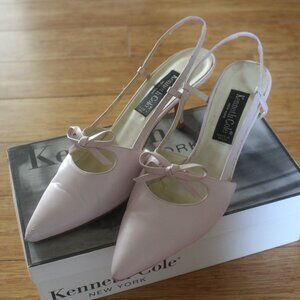 Kenneth Cole Vintage 1990s Ballet Light Pink Heels Pointy Toe Size 10 Bow Detail